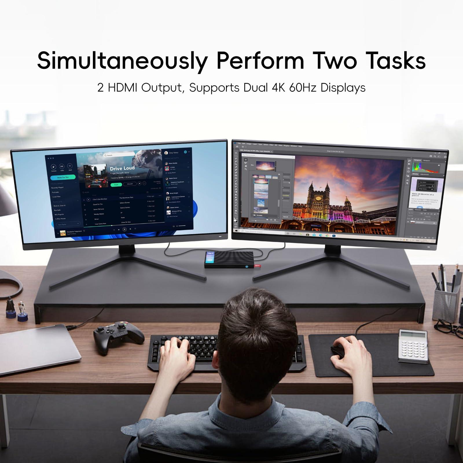 MeLE MeLE Fanless Mini PC Stick PCG02 Pro N5105 8GB/256GB, WiFi5 USB PD3.0, Micro Computer Desktop Dual HDMI, Gigabit Ethernet BT5.1, Compact SFF on Business Office Industrial IoT Home