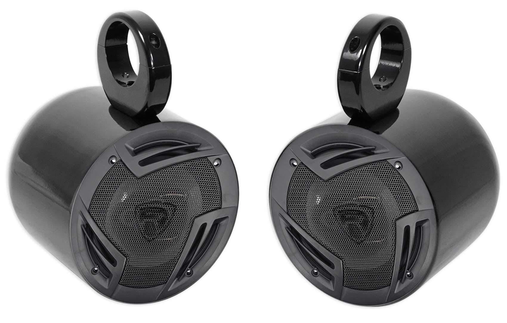 Rockville Rockville Pair RV6.3A 6.5\" 3-Way Car Speakers 750 Watts/140 Watts RMS CEA Rated Bundle with Pair MAC65B 6.5\" Black Aluminum Wakeboard Tower Speaker Pod Enclosures (2 Items)