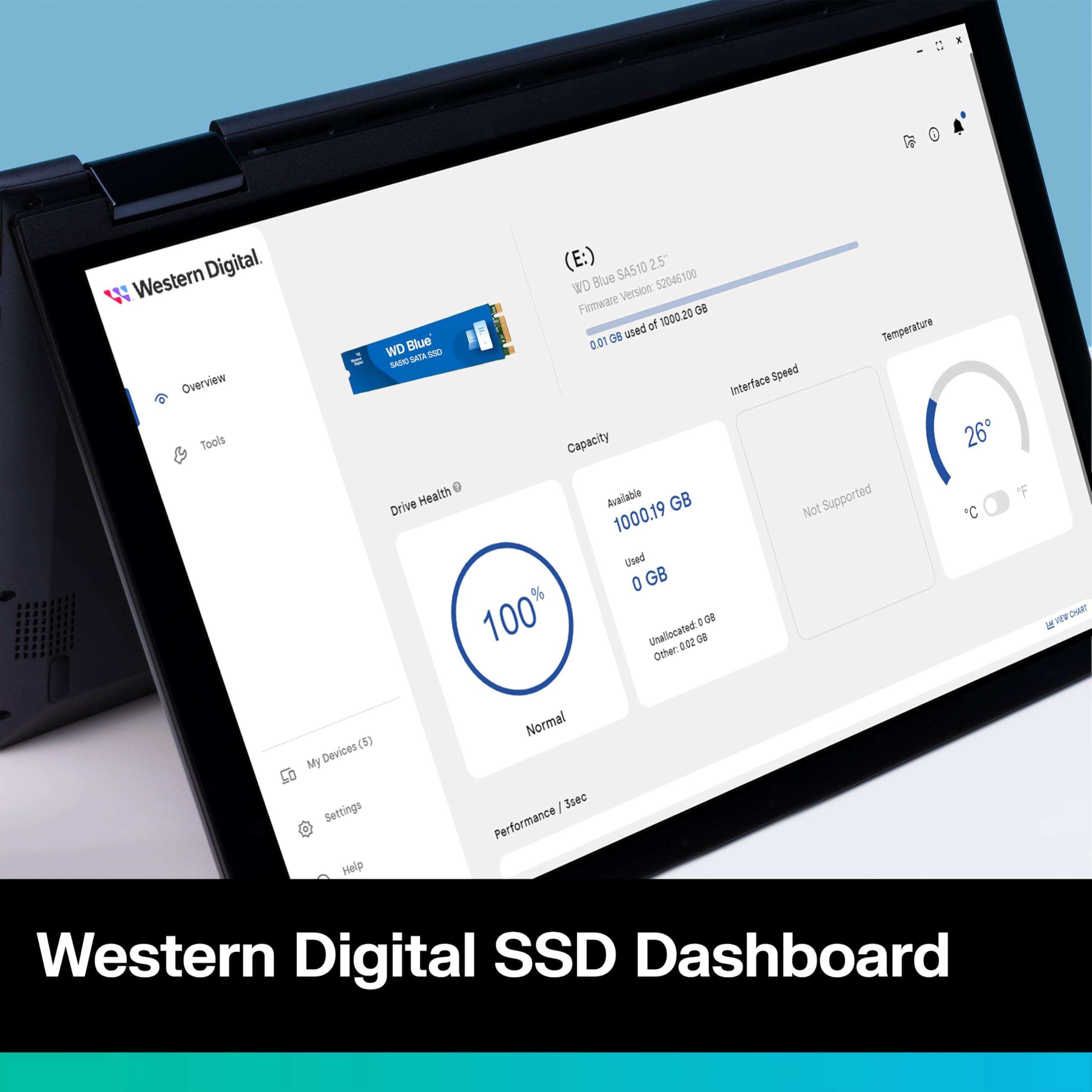 Western Digital Western Digital 1TB WD Blue SA510 SATA Internal Solid State Drive SSD - SATA III 6 Gb/s, M.2 2280, Up to 560 MB/s - WDS100T3B0B
