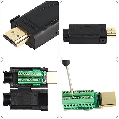 SinLoon SinLoon HDMI Solderless Adapter Gold Plated HDMI Extension Cable Connector Signals Terminal Breakout Board Free Welding Connector with Plastic Cover Screwdriver