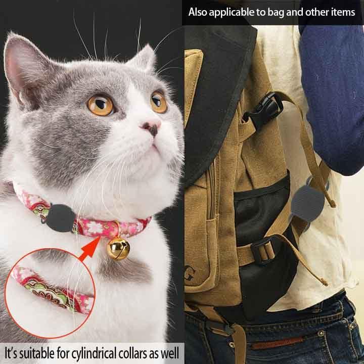 ThingsBag Dog Collar Airtag Holder(2 Pack), Waterproof Companion of Air Tag Trackers Locator Case, Protective itag Apple GPS Holder Compatible with Cat Collars, Silicone Dog airtag Holder(Black Black)