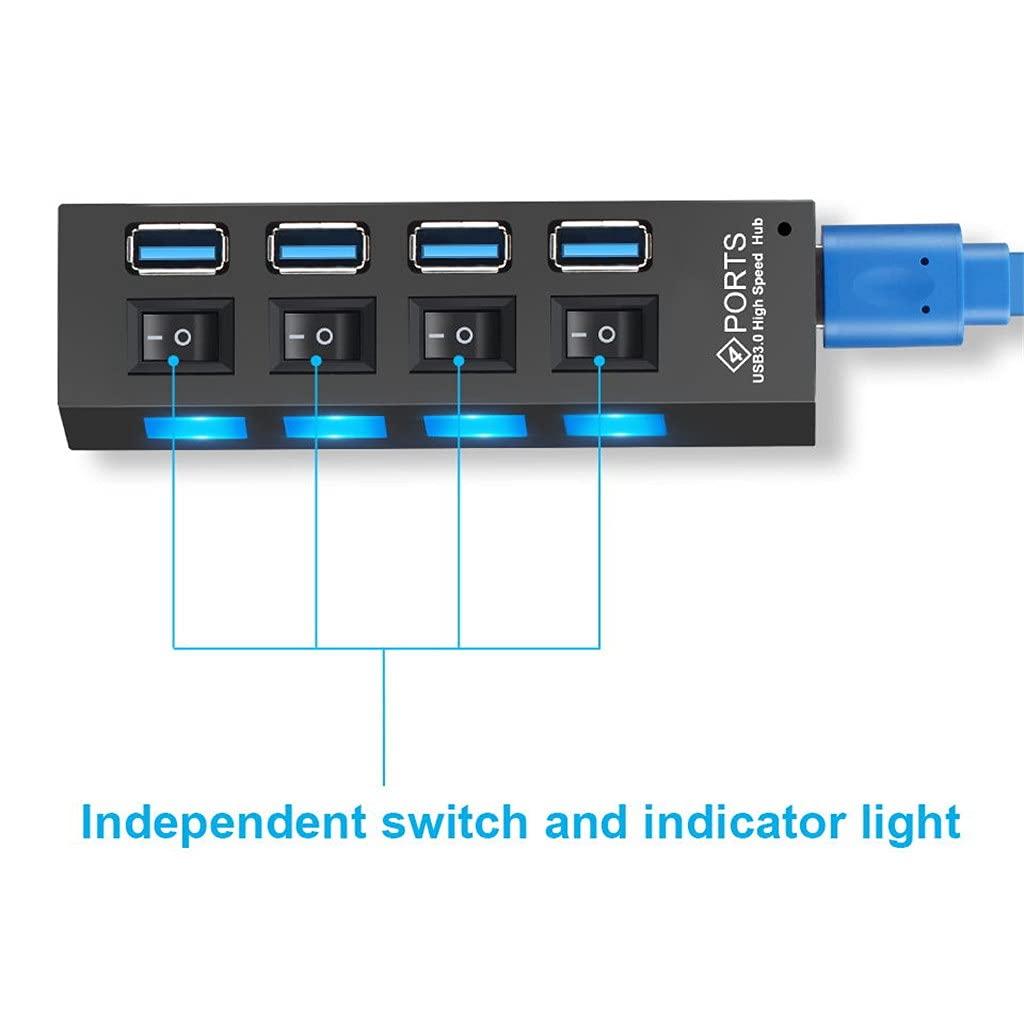IFGSIWRIJIKWJJEA USB 3.0 Hub USB Hub 3.0 Multi USB Splitter 3 Hab Use Power Adapter 4 Port Multiple Expander USB3 Hub with Switch for PC