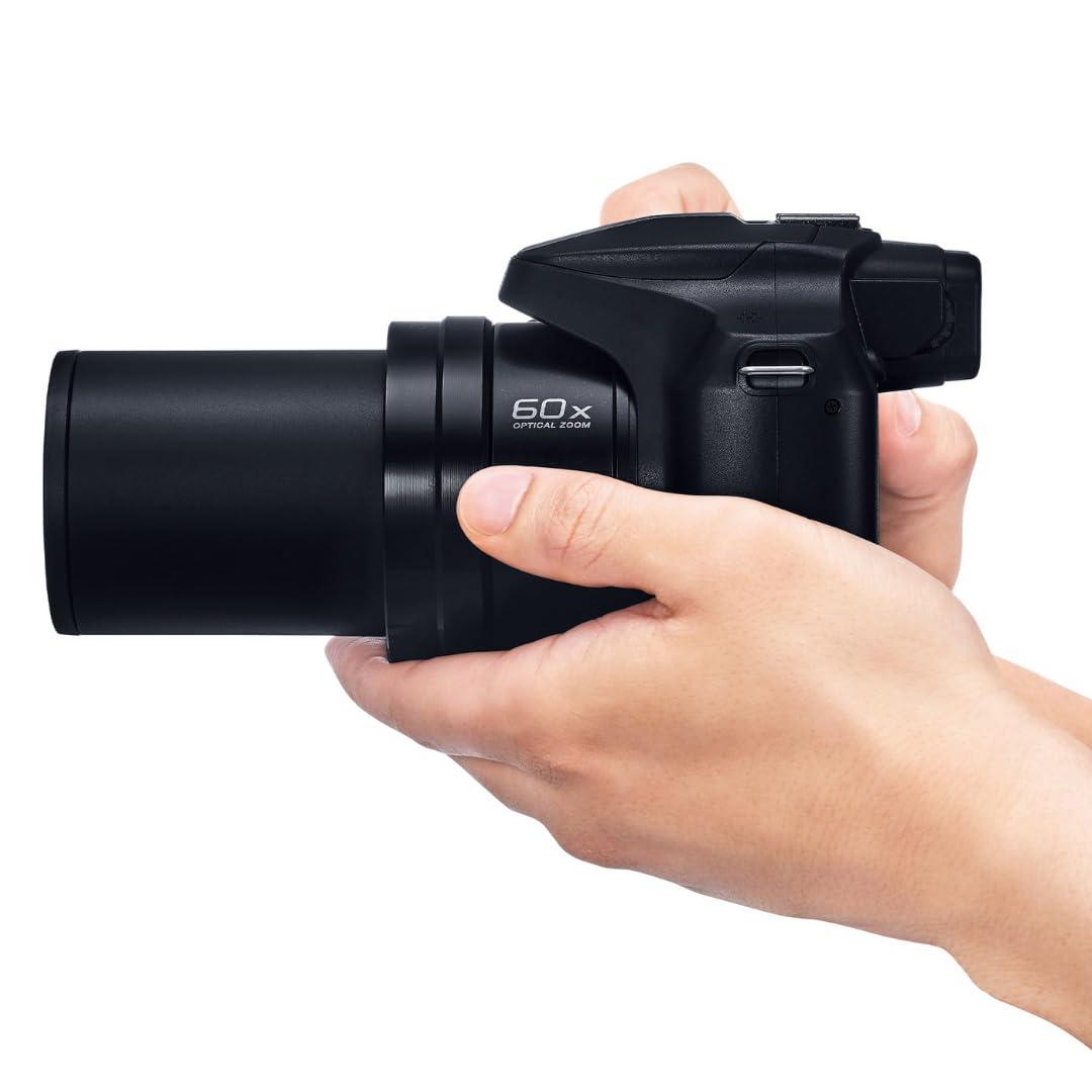 Panasonic Panasonic LUMIX FZ80D 20 to 1200mm Zoom Lens Point and Shoot Compact Camera (Black) Bundle with 64GB Extreme Pro SDXC UHS-I Memory Card (2 Items)