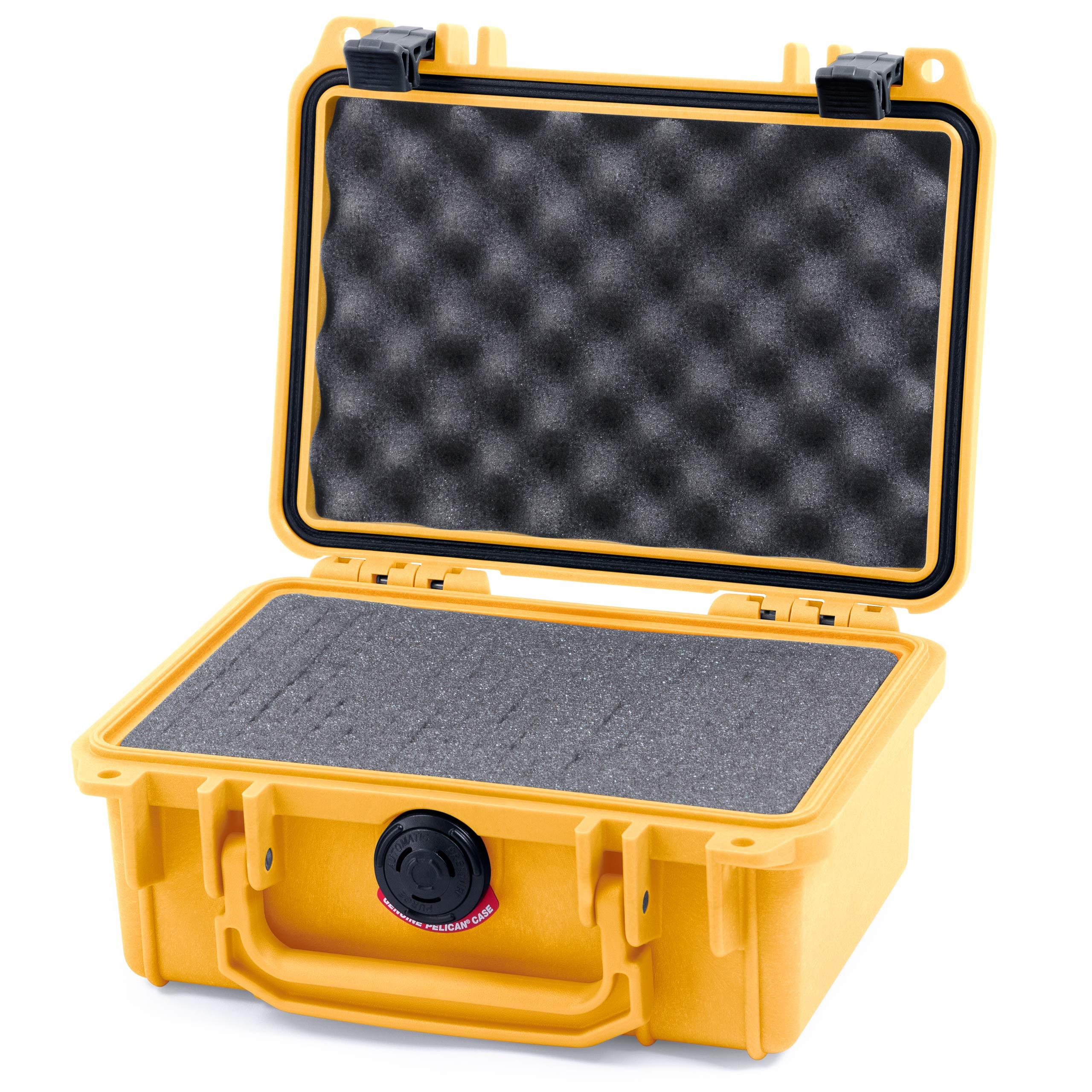 ColorCase ColorCase Pelican Protector 1120 Case Yellow - Small Size Waterproof Case with Pick & Pluck Foam & Convoluted Lid Foam - Black Latches