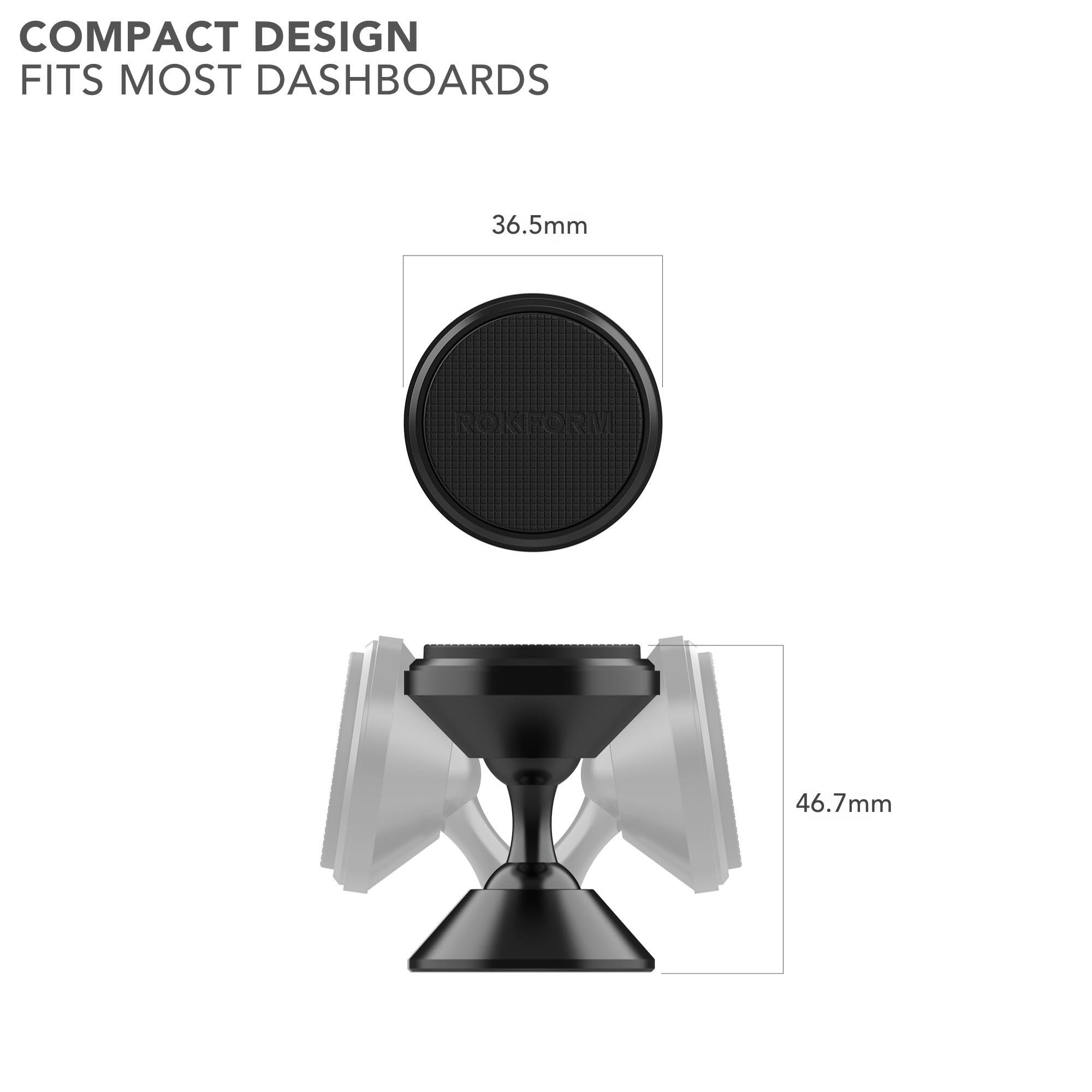 Rokform ROKFORM - Adjustable Magnetic Car Mount, 360 Degree Swivel with 3M VHB Tape, Cell Phone Holder, Aluminum Dashboard Phone Mount Stand for Truck Car & Van (Black)