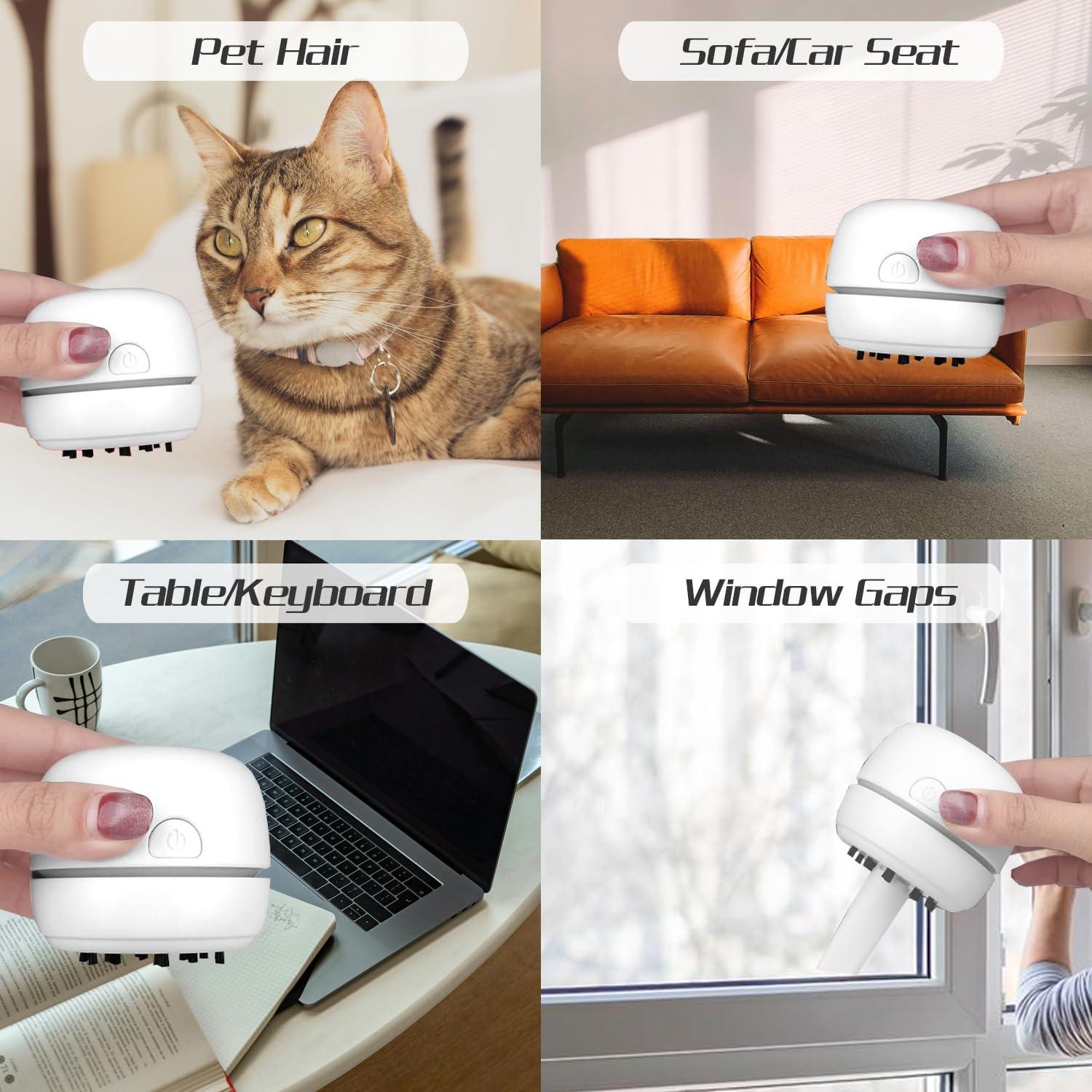 GSHLGAO GSHLGAO Desktop Vacuum Cleaner USB Charging with Vacuum Nozzle Cleaning Brush, cuteofficedeskaccessories Detachable Design & Portable Mini Table Dust Vaccum Cleaner Crumbs,