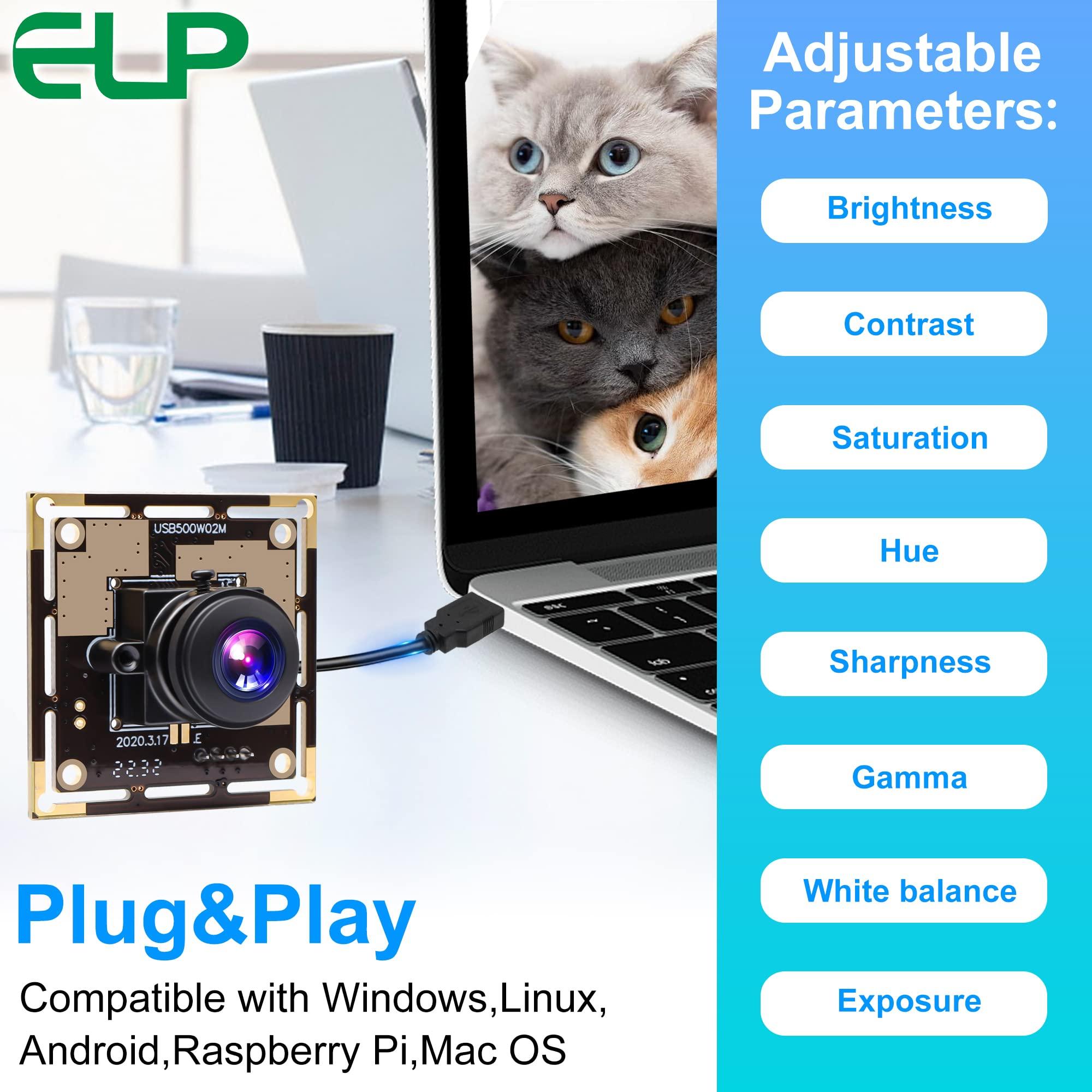 ELP ELP 170degree Fisheye Wide Angle USB Camera Module for Computer Mini UVC USB2.0 Industrial Embedded Webcam Board for Portable Video System,3.3ft/1m Cable for PC, Laptop, Jetson Nano