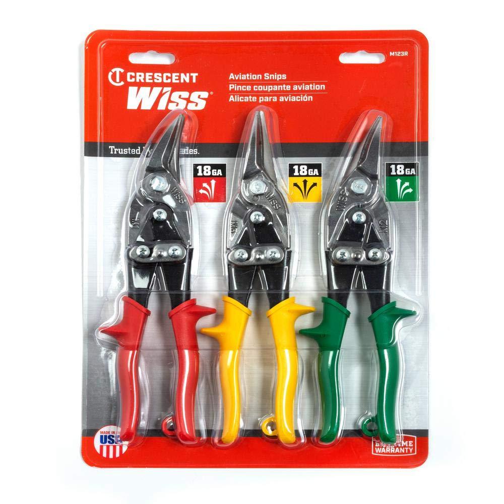 Wiss 3pc Wiss Tin Aviation Snips Cutting Tools Set Color Coded Snippers M123R