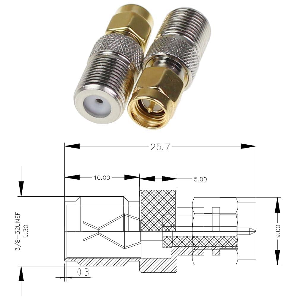 exgoofit exgoofit F Type to SMA Male Female Coax Connector Coaxial Adapter 2 Sets 6 Pcs