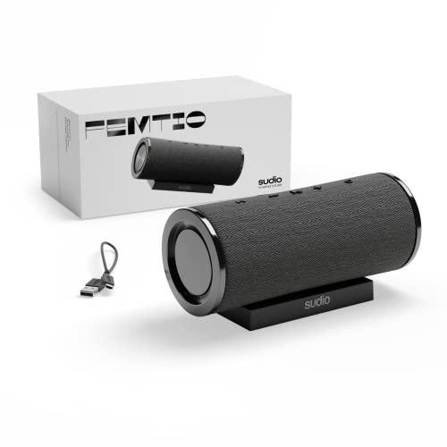 Sudio Sudio Femtio Portable Bluetooth Speakers - Wireless, IPX6 Waterproof, Dual Play, with Microphone, 14h Play Time, for Android and iOS (Black)