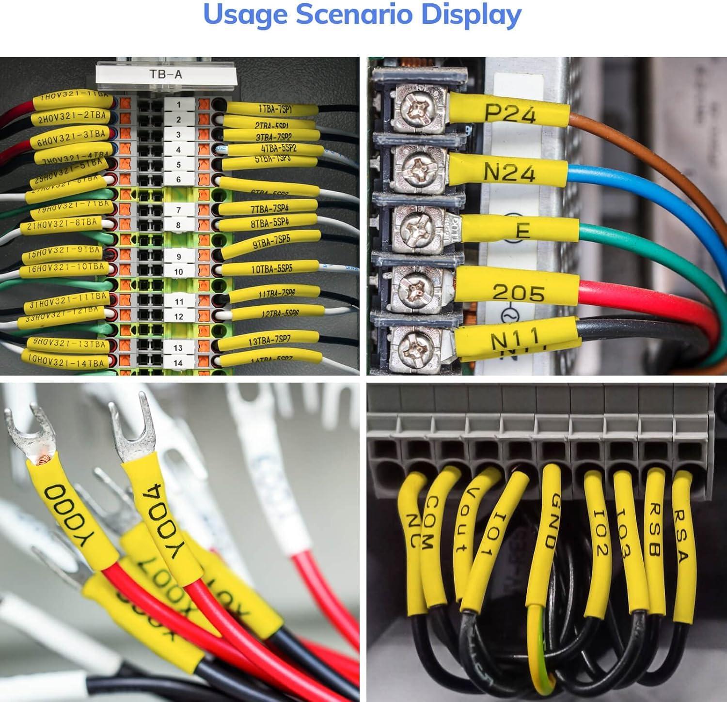 Cruxer 8 Pack Compatible with Dymo Rhino Heat Shrink Tube Labels 18056, 1/2" x 4.9' 12mm 1.5m Work with DYMO Rhino 4200 5200 6000 Industrial Label Makers, 18056 Heat-Shrink Label Tape Black on Yellow