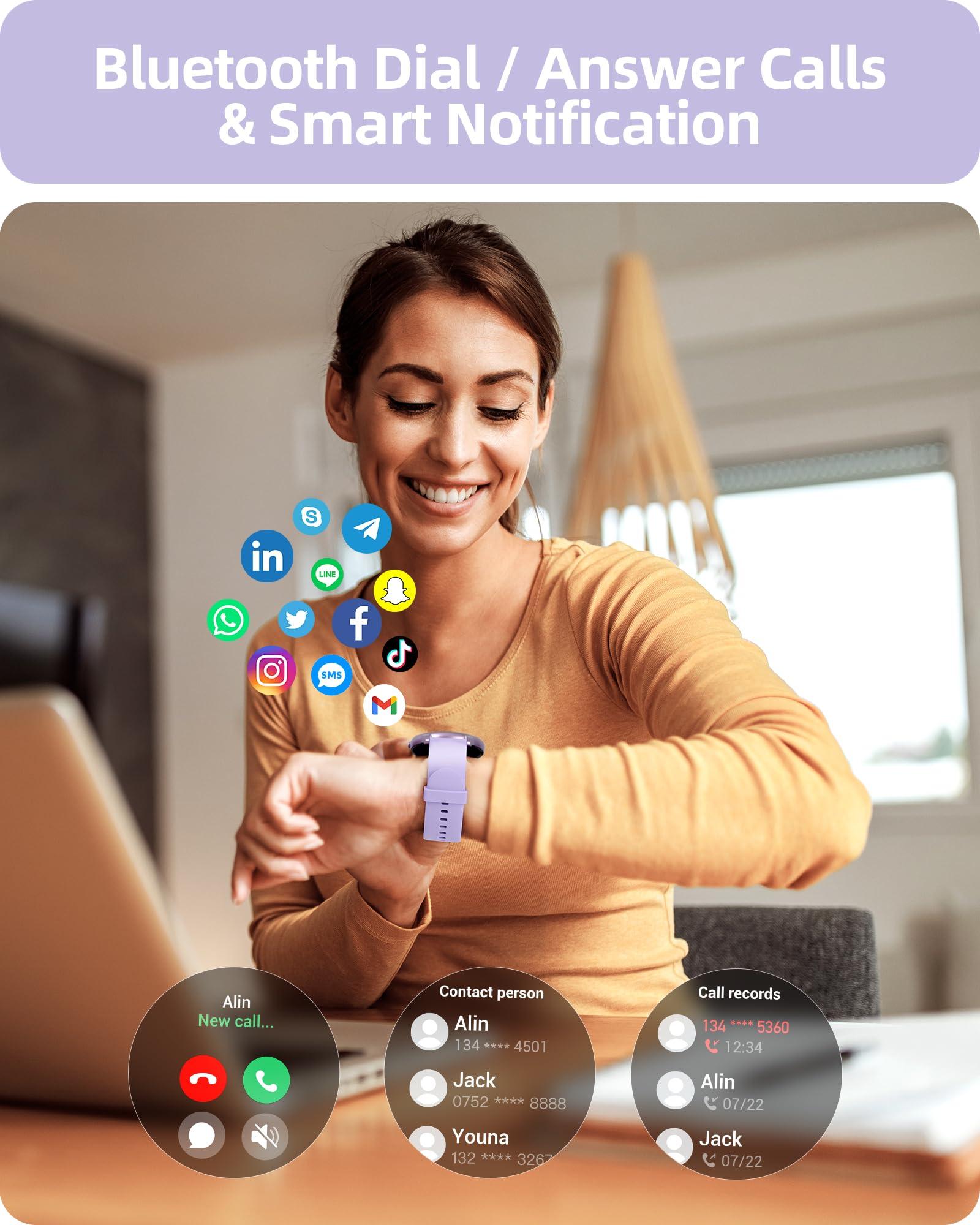 Parsonver Parsonver Smart Watch(Answer/Make Calls), Smartwatch for Women IP68 Waterproof, 100+ Sport Modes Fitness Activity Tracker Heart Rate Sleep Monitor Pedometer, Fitness Watch for Android & iPhone, Purple