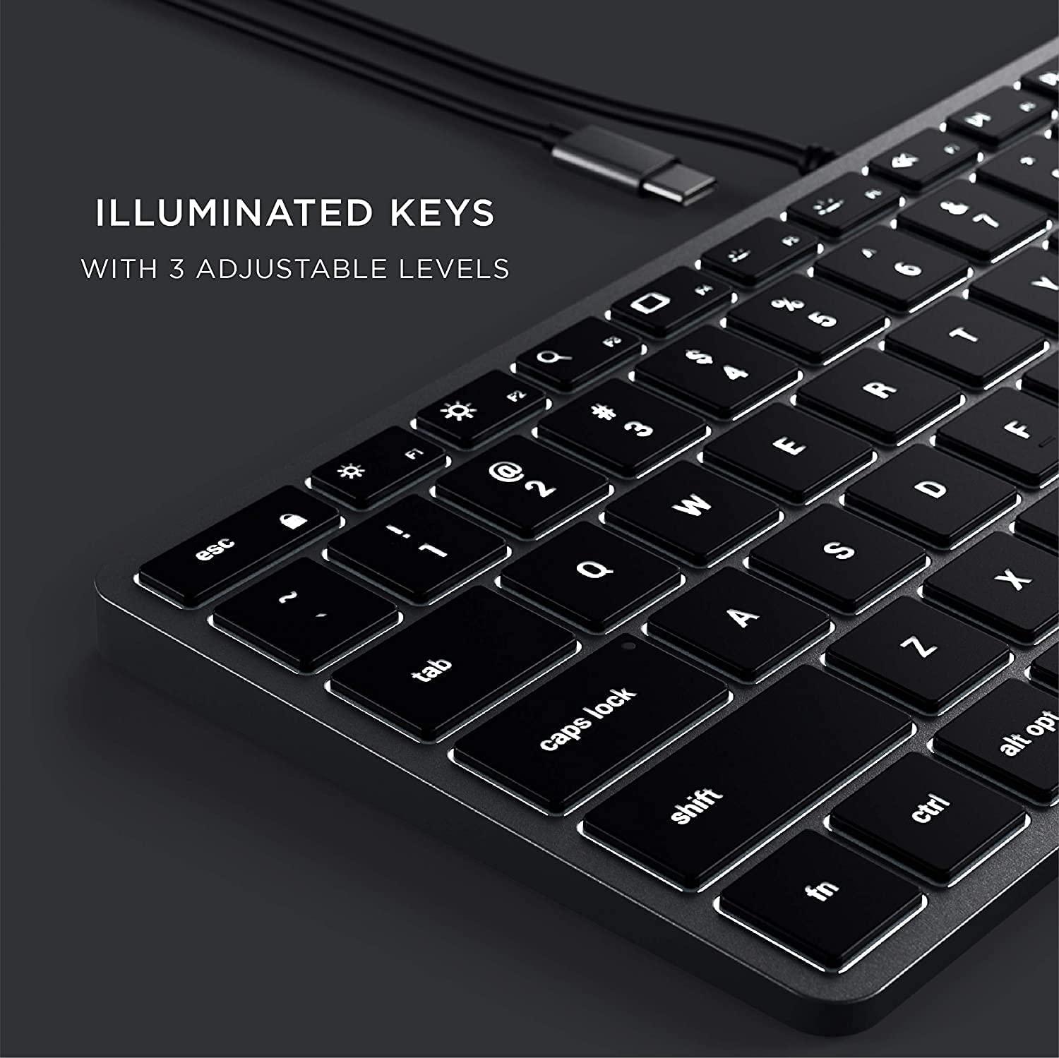 Satechi Satechi Slim W1 Wired Keyboard & Aluminum C1 Wired Mouse Bundle, USB C Connection, Backlit Keys, Adjustable DPI, for MacBook Pro/Air, iPad Pro/Air, iMac, Latops, Desktops, and Tablets