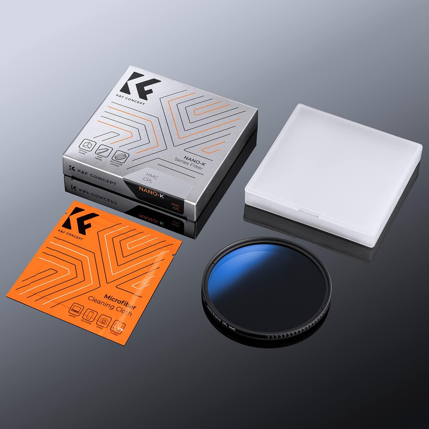 K&F Concept K&F Concept 55mm Circular Polarizer Filter Ultra-Slim 18 Multi-Coated Optical Glass Circular Polarizing Filter for Camera Lenses with Cleaning Cloth (K Series)