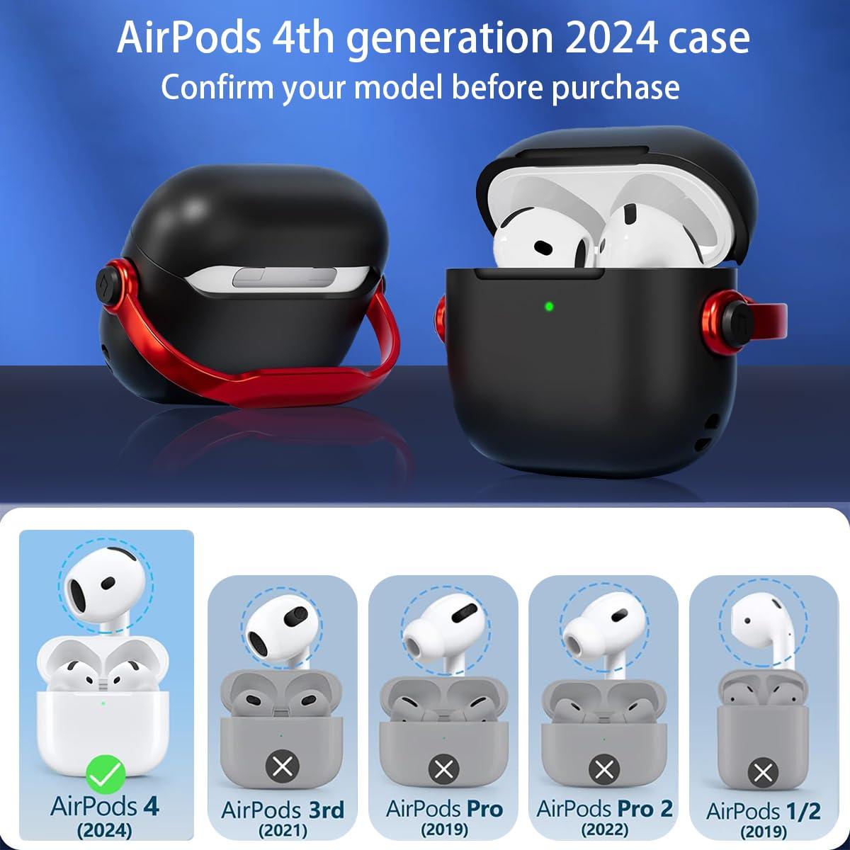 SuSuTiFy Custom Spotify Case for Apple AirPods 4 2024, Personalized Song Singer Music Player Plaque Album Photo Cover with Secure Lock & Keychain, Music Headset Earphone for Air Pod 4th Gen Charging Case,Black