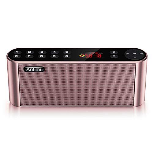 Antimi Antimi Bluetooth Speaker,FM Radio Player,MP3 Player Stereo Portable Wireless Speaker Drivers with HD Sound, Built-in Microphone, High Definition Audio and Enhanced Bass(Black) (Pink)