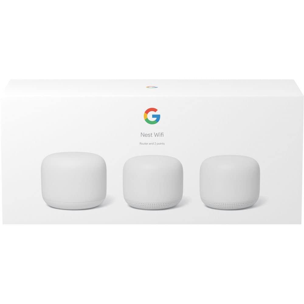 Google Google Nest WiFi - AC2200 (2nd Generation) Router and Add On Access Point Mesh Wi-Fi System (3-Pack, Snow)