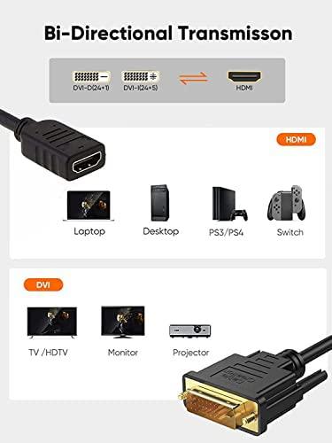 CableCreation CableCreation HDMI Male to DVI Female 0.5ft [10 Pack], Bi-Directional HDMI Male to DVI-I (24+5) Female Adapter, for PC, TV, TV Box, PS5, Blue-ray, Xbox,Switch