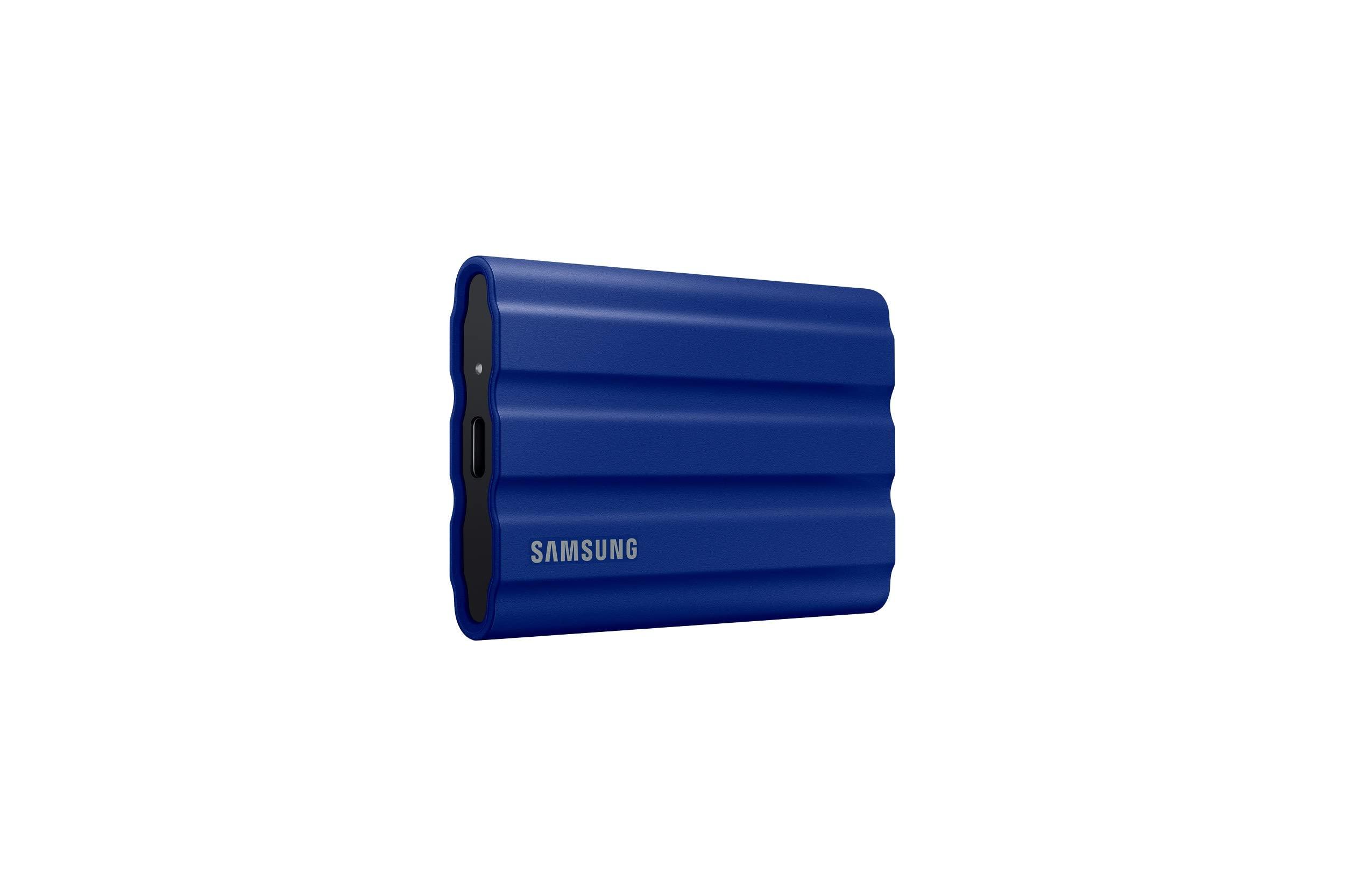 SAMSUNG SAMSUNG T7 Shield 2TB Portable SSD, USB 3.2 Gen2, Rugged, IP65 Rated, for Photographers, Content Creators and Gaming, External Solid State Drive (MU-PE2T0R/AM, 2022), Blue