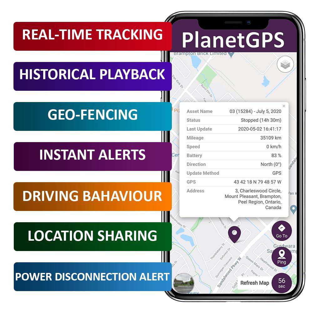 PlanetGPS PlanetGPS (OBD) - Real-Time OBDII GPS Tracker for Vehicles with OBD2 Diagnostics for Cars Trucks w/Worldwide Coverage | Subscription Required (Starting $5.00/Month)