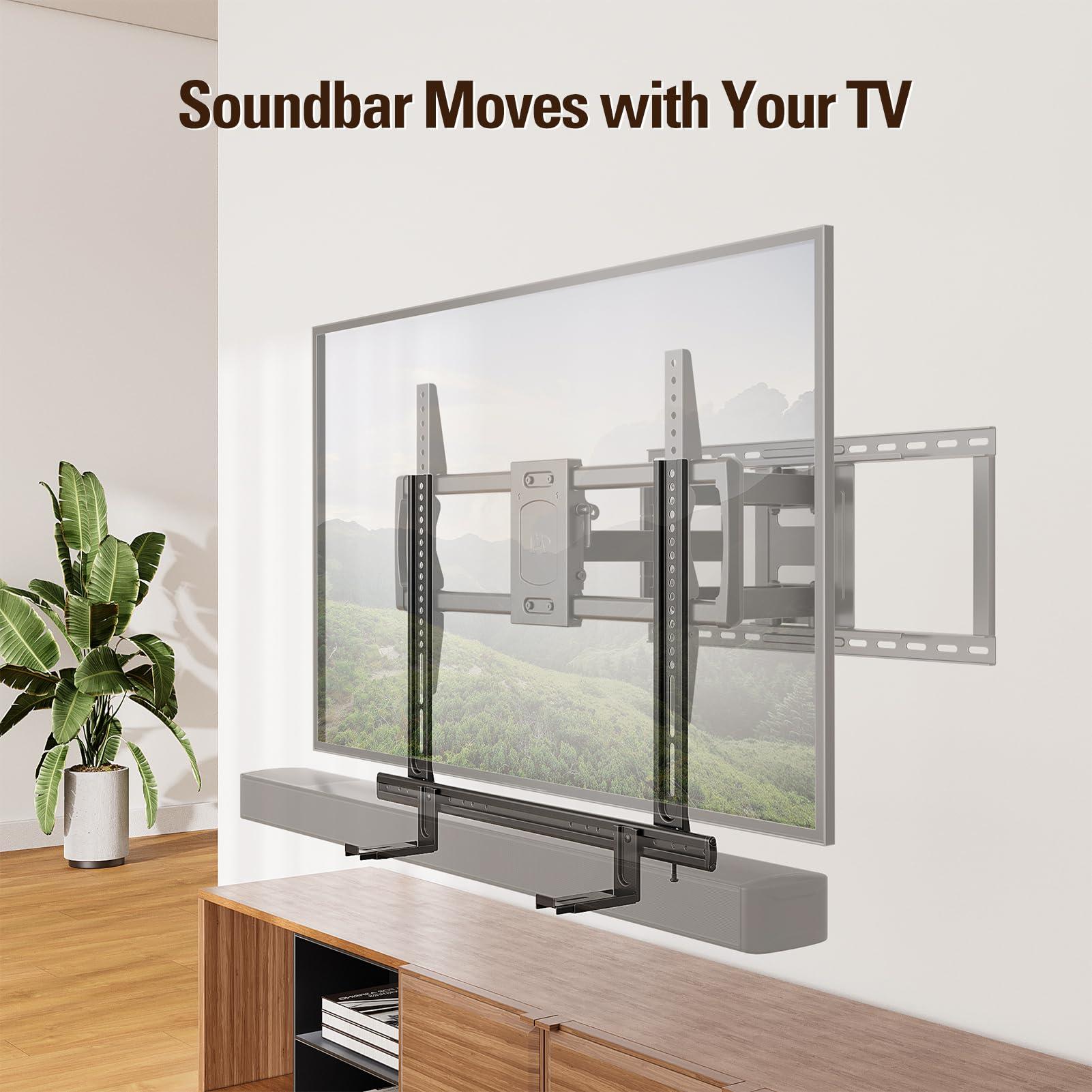 Mounting Dream Mounting Dream Soundbar Mount, Heavy Duty Soundbar Wall Mount for Most Sound Bars With Hole/Without Hole Up to 26.5 LBS, Soundbar Bracket Height Adjust, No-Slip Base Holder Extends 3.44-6.06, MD5428