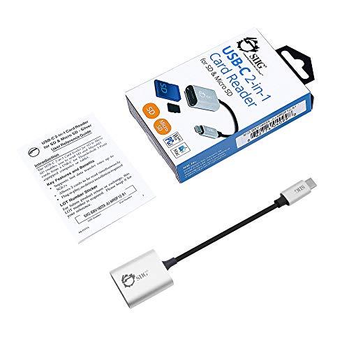 SIIG SIIG USB Type C 2-in-1 Card Reader for SD & Micro SD - Compact Aluminum Case - 5Gbps Data Transfer Rate - for MacBook Pro, Chromebook Pixel/Pixelbook, Samsung Galaxy S8, Other USB C Devices - Silver
