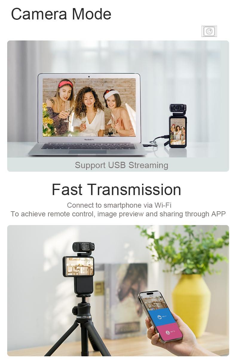 Yoidesu 5K Handheld Pocket Camcorder, 36MP Vlogging Camera with Rotatable 3.5 Inch IPS, 10X Digital Zoom, Night Vision YouTube Portable Video Camera, 120 Wide Angle,