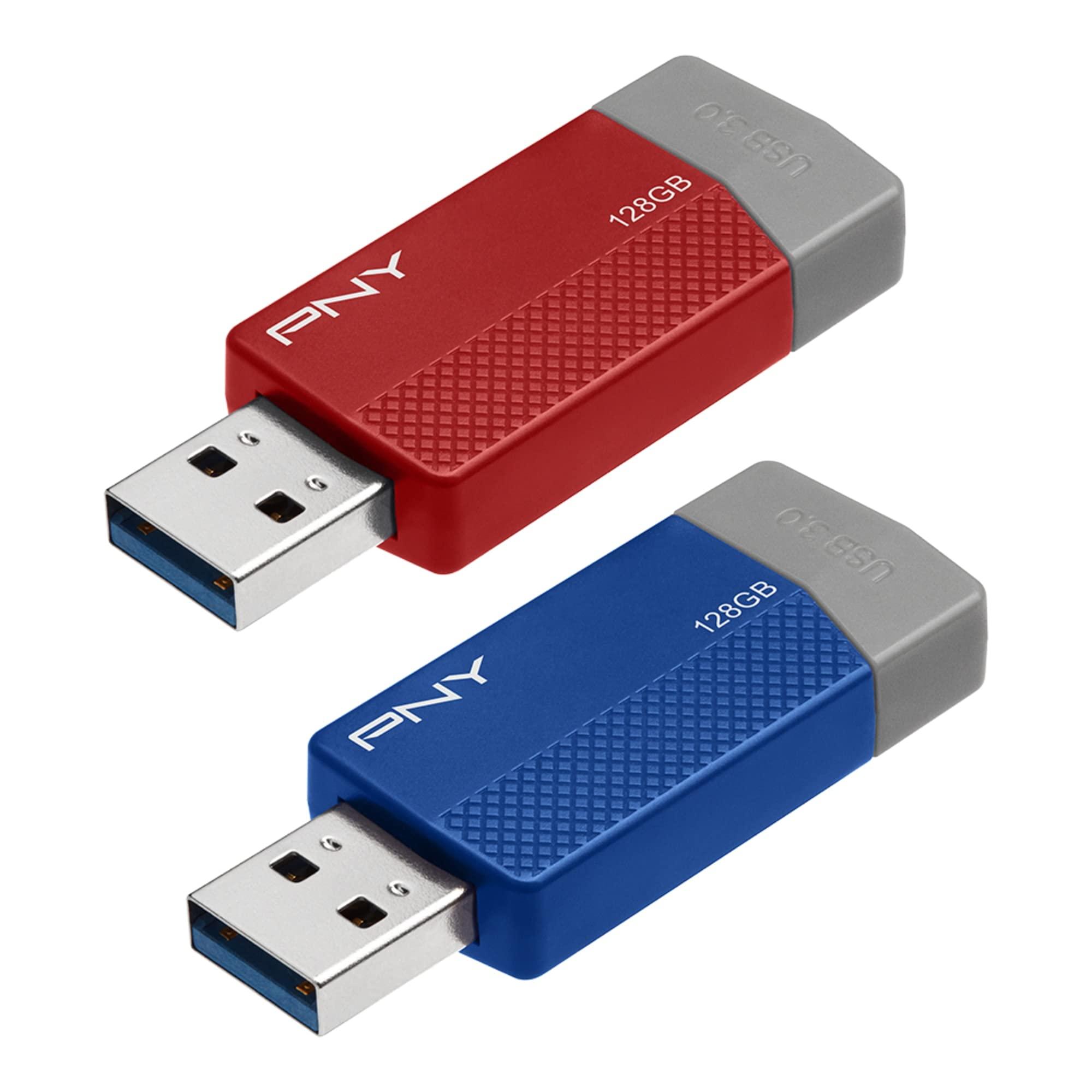 PNY PNY USB 3.0 Flash Drives, 128GB, Assorted Colors, Pack Of 2 Drives
