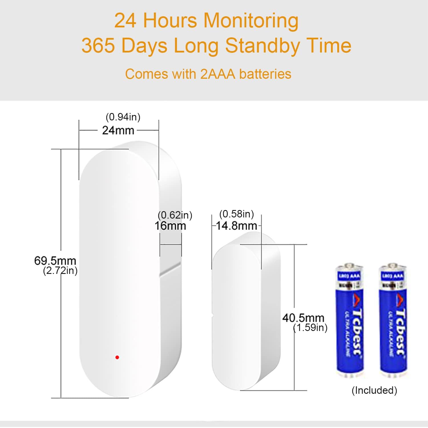 SENCKIT WiFi Door Sensor: Smart Door Open/Closed Detectors, Wireless Window Sensor with App Notification Alert, Contact Sensor for Home Security, Compatible with Alexa Google Assistant (2pack)
