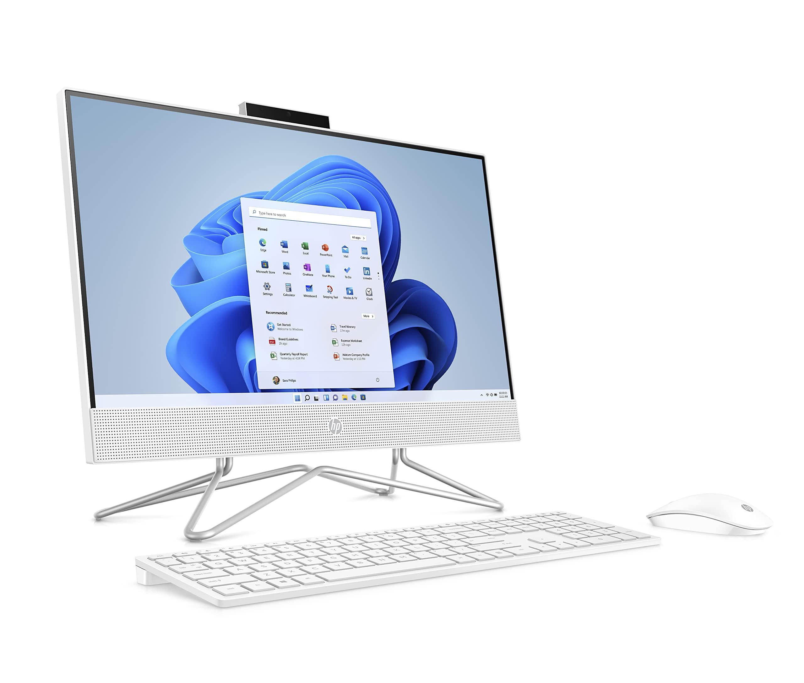 HP HP 21.5" All-in-One Desktop, Intel Pentium Silver J5040 Processor, Intel UHD Graphics 605, 4 GB RAM, 128 GB Storage, Windows 11 Home (22-dd0120, 2021),Snow white