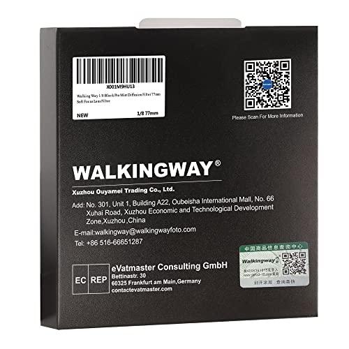 Walking Way WalkingWay 77mm Black Diffusion Filter 1/8 Pro Mist Camera Lens Filter Soft Dreamy Cinematic Effect Hazy Diffuser with Ultra Slim and Optical Glass for Portrait/Vlog/Photography/Video