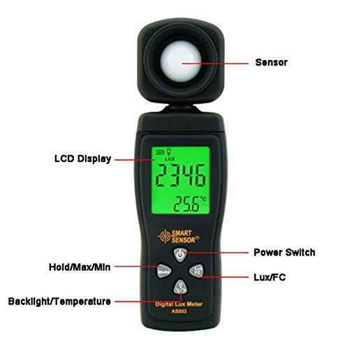 SMART SENSOR Lux Light Meter for Photography Grow Plants Led Photometer Lighting Intensity Brightness Measurement Pocket Digital Photo Illuminance Sensor