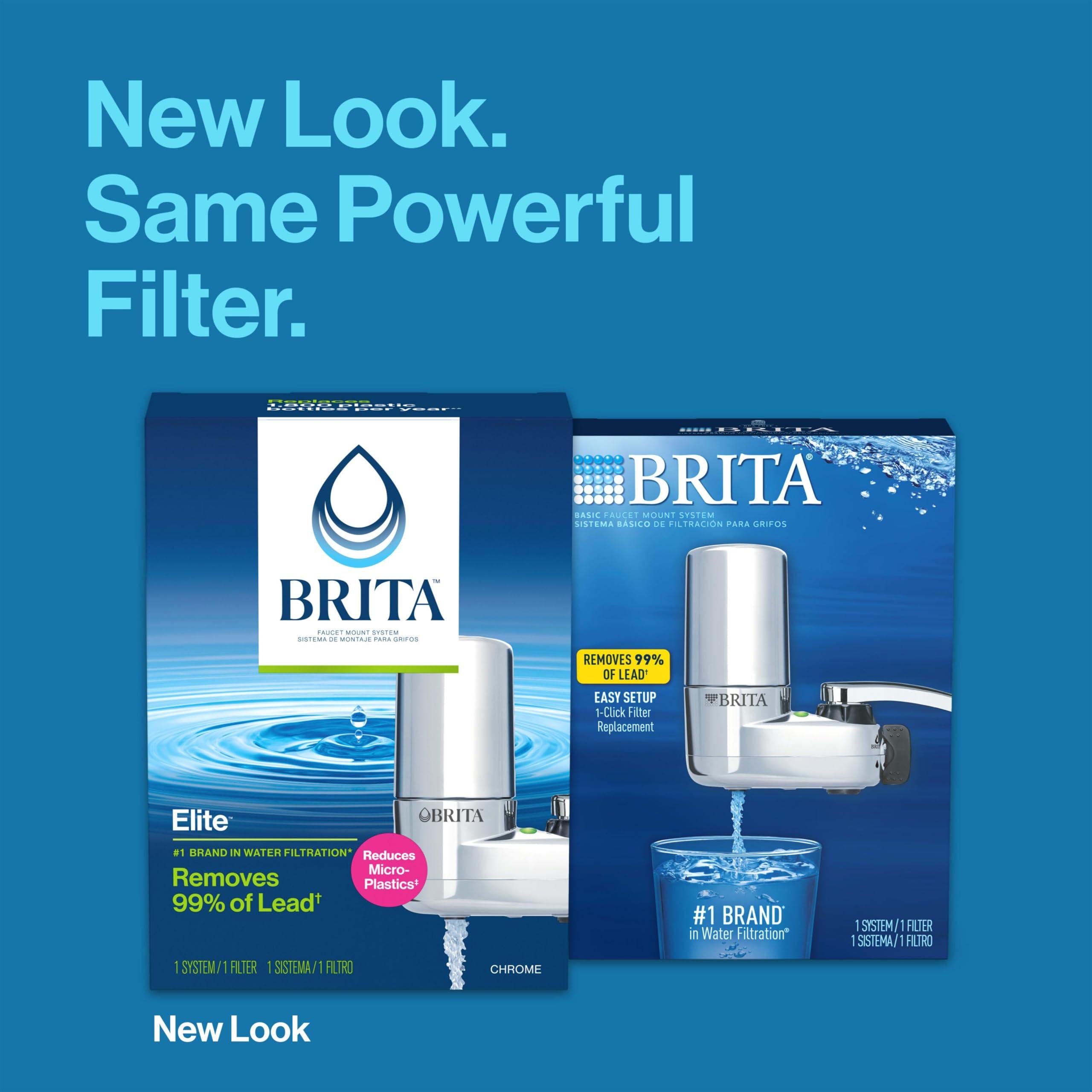 Brita Brita Faucet Mount Water Filter for Sink, Removes 99% of Lead, Elite Filtration System, Includes 1 Replacement Filter, Chrome