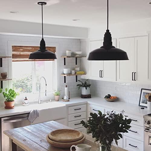 Steel Lighting Co. Steel Lighting Co. Carson Barn Light | Ceiling Mounted Pendant | 16 inch Dome | 12 inch Stem | Industrial Style Steel Light Made in America | White Exterior/White Interior