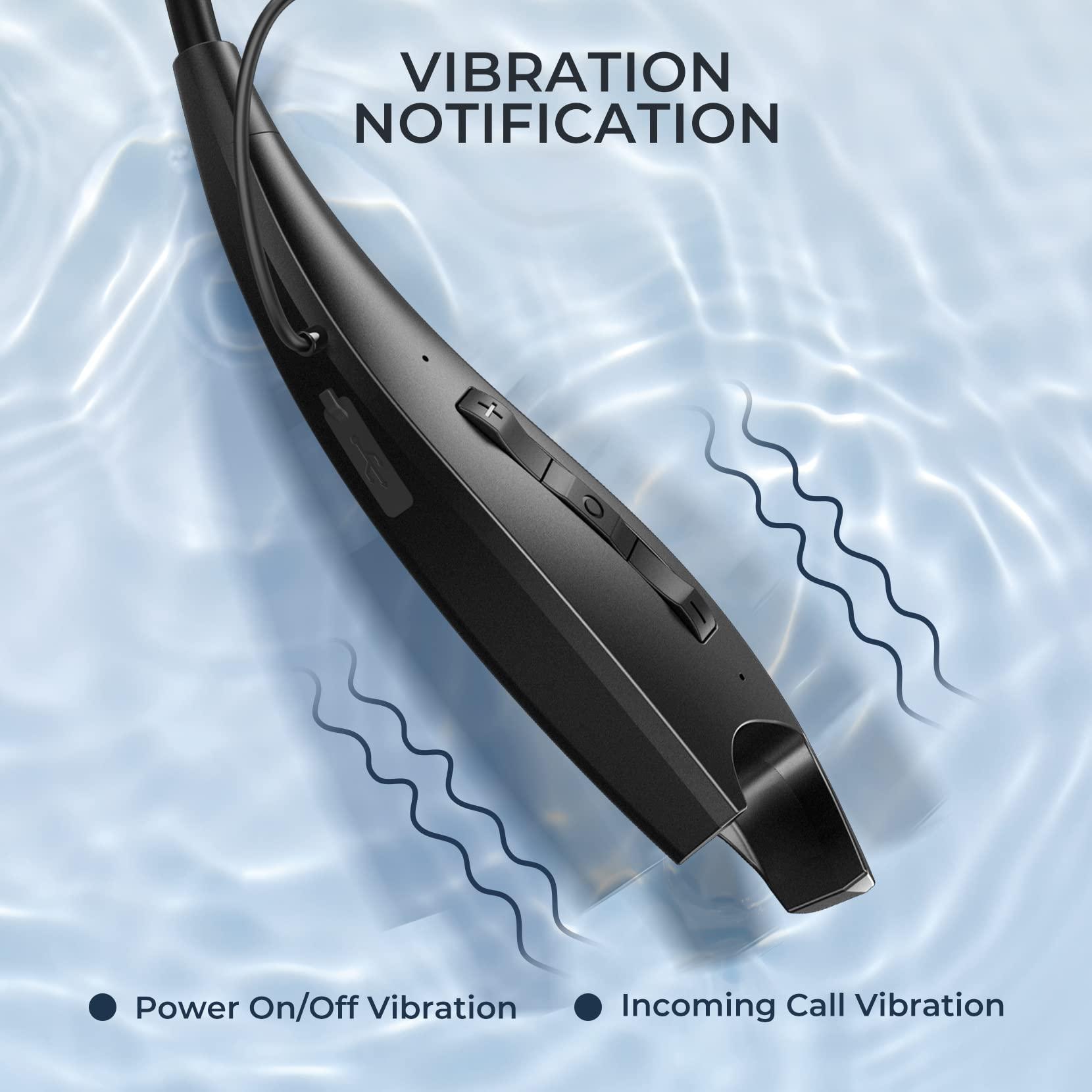 YOSDOM YOSDOM Neckband Bluetooth Headphones, Around The Neck Headphones 24H+ Playtime, Bluetooth Headsets with Call Vibration, Shark Jaw Design Wireless Earbuds+Noise Isolation/Mic/IPX7 Waterproof, 2 Pack