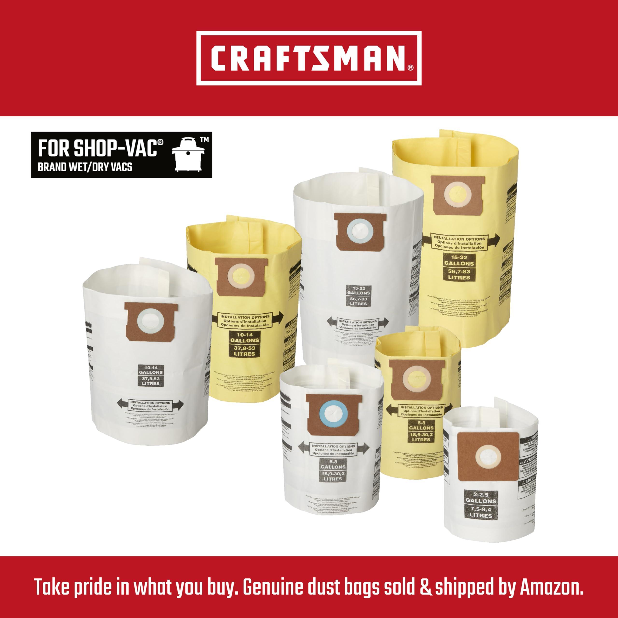 Craftsman CRAFTSMAN CMXZVBE38766 Dry Filters with Retaining Band Wet Dry Vac Replacement Vacuum Filter, Reusable Dry Only Filters for Most Shop Vac Branded Shop Vacuums, 3-Pack