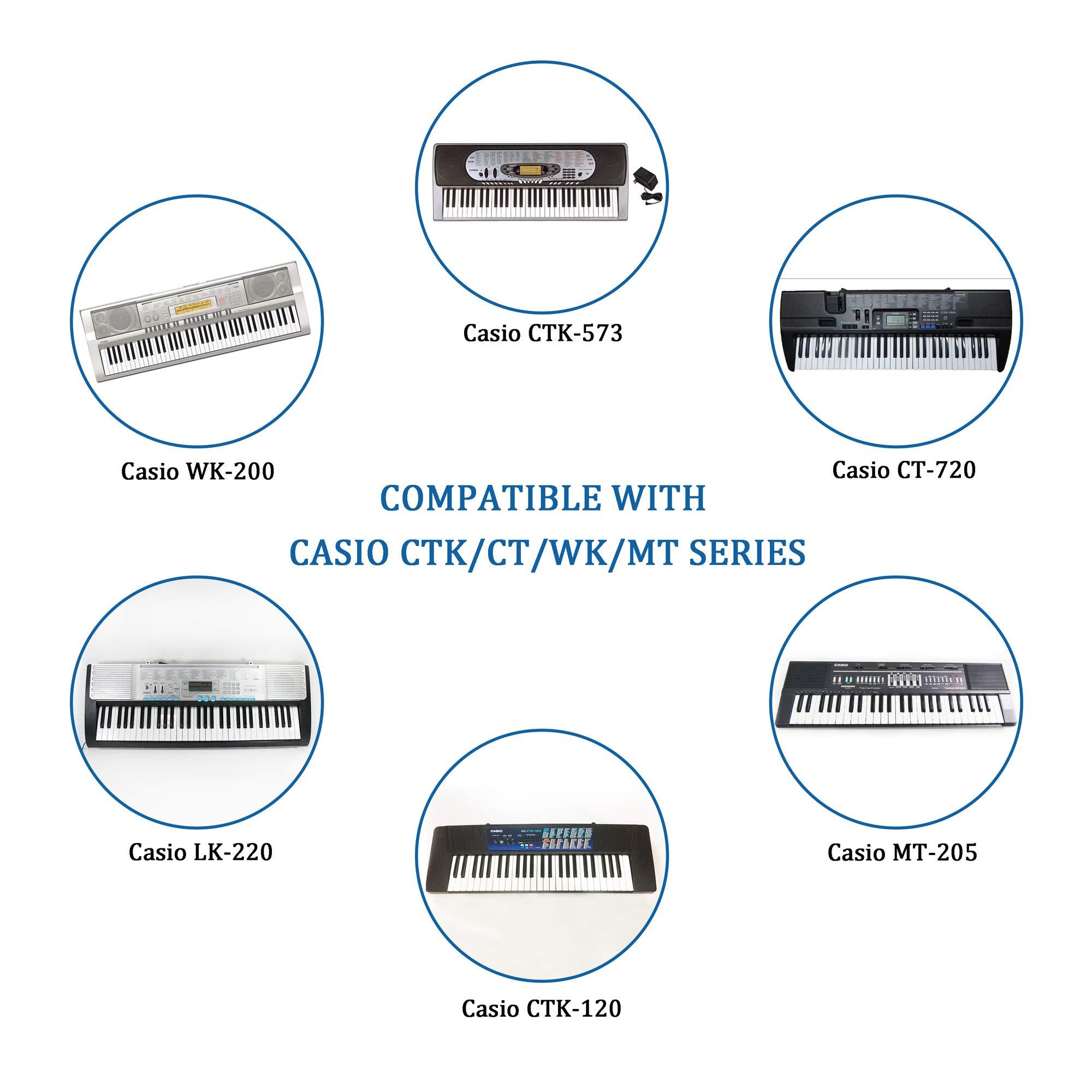 PKPOWER PKPOWER AC to DC Power Adapter Charger for Casio Piano Keyboard CT-720 CT-657 CTK-120 CTK-450 CTK-530 CTK-518 CTK-300 LK-90 LK-210 Power Charger
