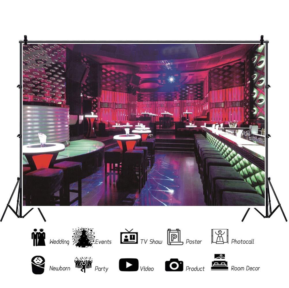 CSFOTO CSFOTO 15x10ft Empty Night Club Backdrop Discos Backdrop for Parties Bar Dance Ballroom Background Stripper Pole Background Nightclub Party Backdrop Fashion Show Party Photo Background