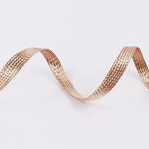 BAIWANLIN BAIWANLIN Bare Copper Braided Ground Wire Flat Stranded Soft Conductive Band Strip Strap Lead Cable Lightning Ground Rod Length: 5m,8#:15x1.5mm