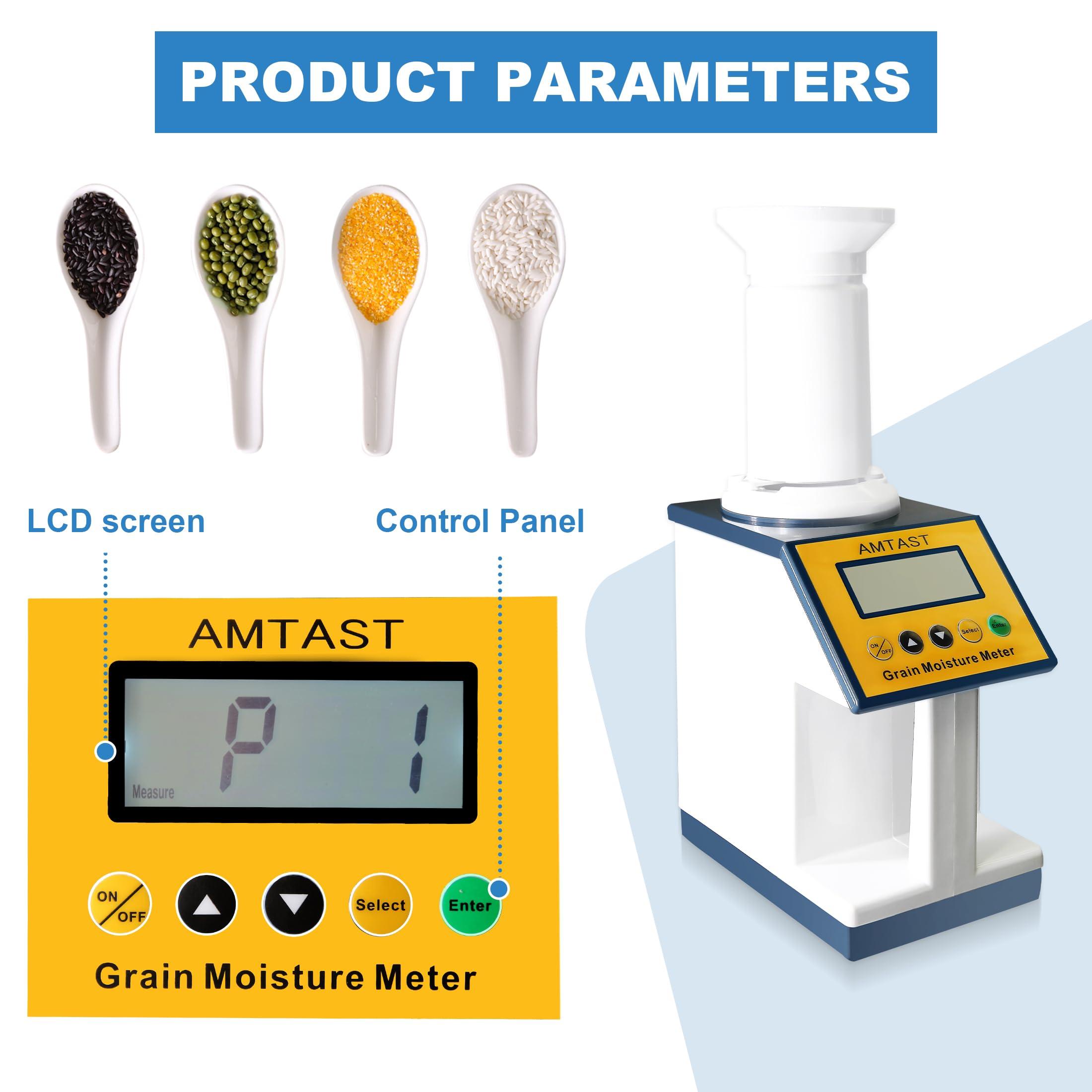 AMTAST Grains Moisture Density Weight Tester Grain Moisture Meter Smart Density Tester for 24 Kinds of Grains, Hazelnut, Coffee Beans, Cocoa Beans, Rice, Wheat, Corn, Upgraded Grain Moisture Tester GM005
