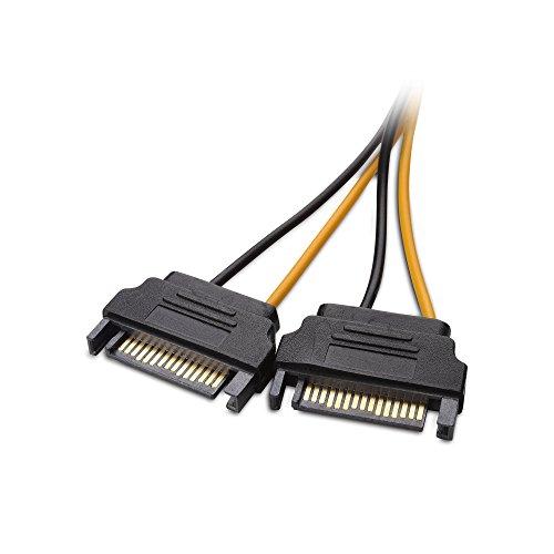 Cable Matters Cable Matters 2-Pack 6 Pin PCIe to Dual SATA Power Cable 4 Inches, 2X SATA to 6 Pin PCIe