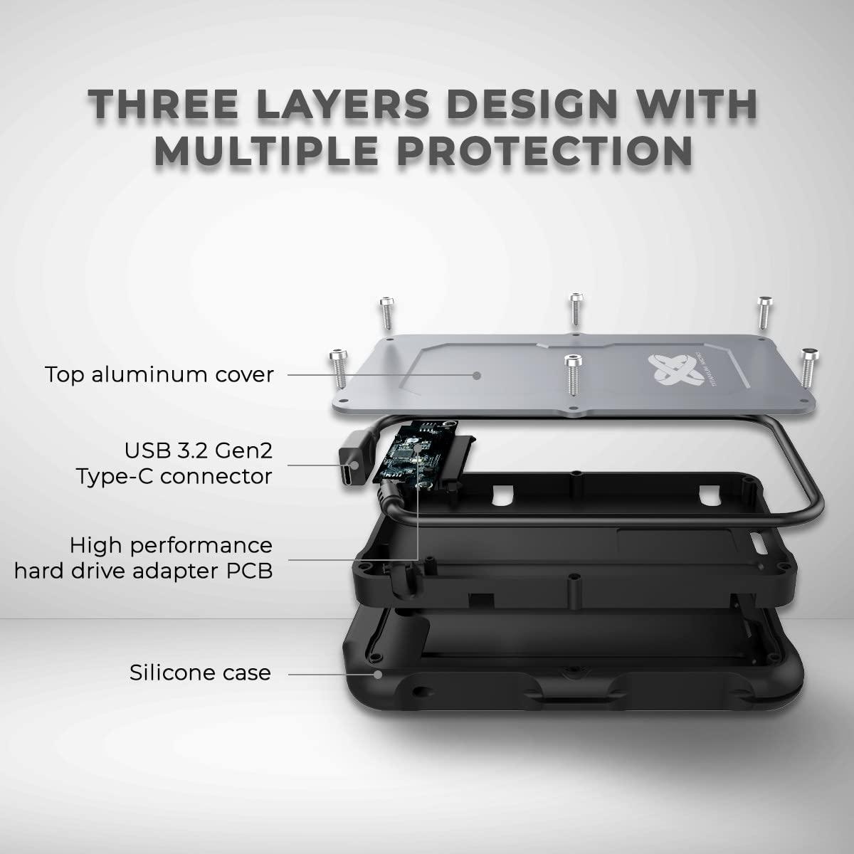 Titanium Micro Titanium Micro 4TB External SSD, Titanium One Portable SSD - Up to 500MB/s, USB 3.2 Gen 2 USB-C USBA, Rugged IP66 Water Resistance, Drop Proof, External Solid State Drive Storage for PC Mac Smartphone