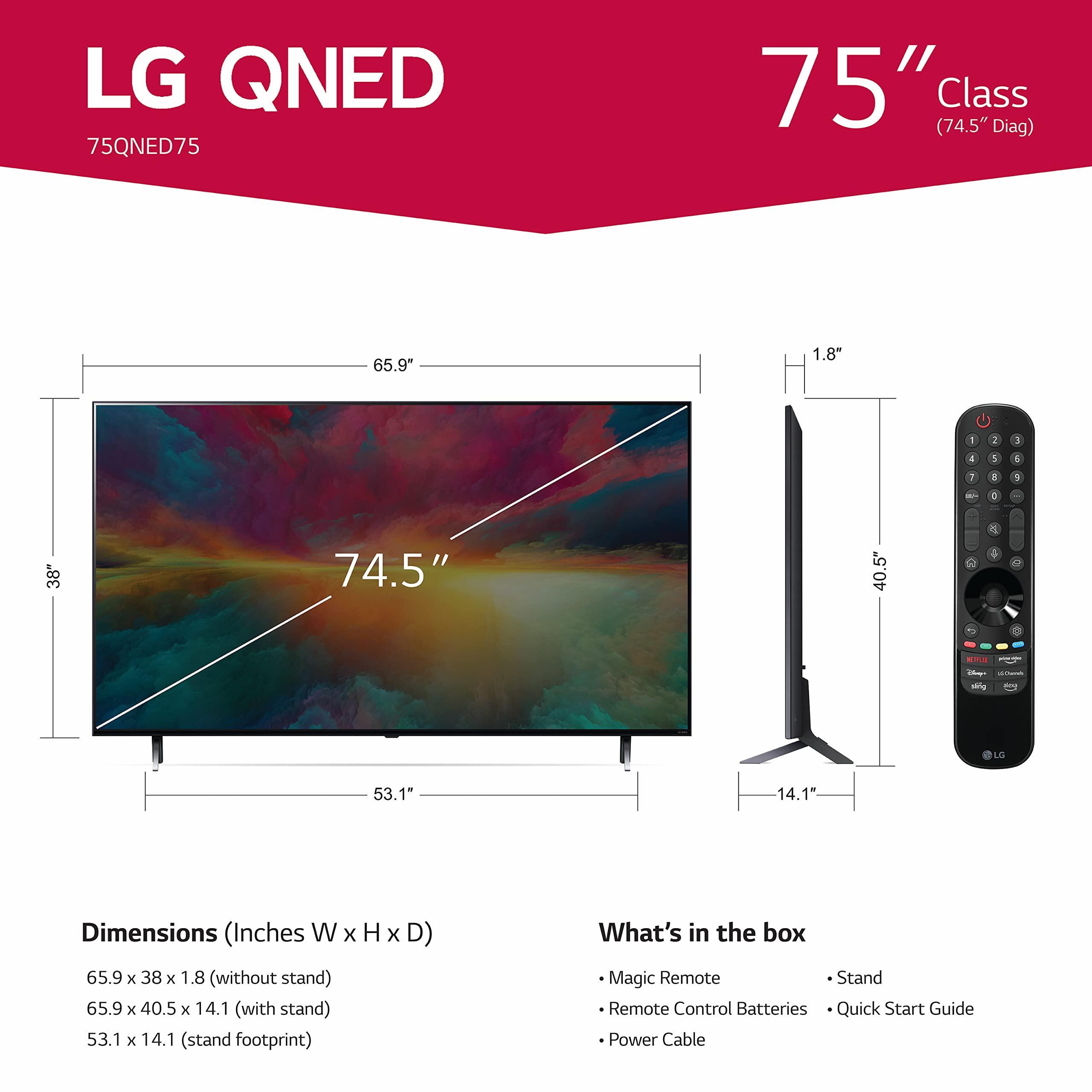 LG LG QNED75 Series 75-Inch Class QNED Mini-LED Smart TV 75QNED75URA, 2023 - AI-Powered 4K TV, Alexa Built-in (Renewed)