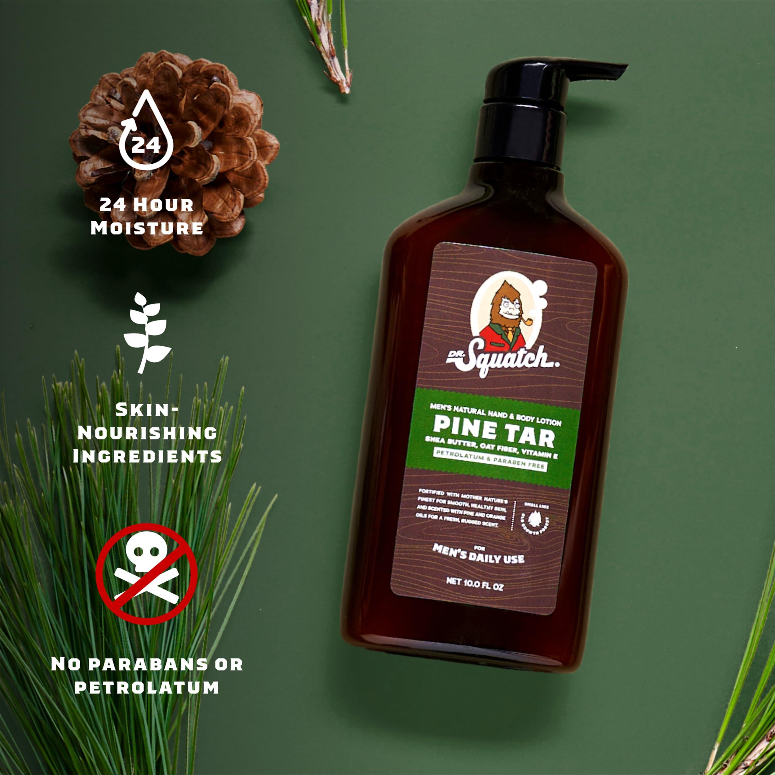 Dr. Squatch Dr. Squatch Men's Non-Greasy Natural Lotion - 24-hour moisturization hand and body lotion - Made with Shea Butter, Coconut Oil, and Vitamin E - Pine Tar (2 Pack)