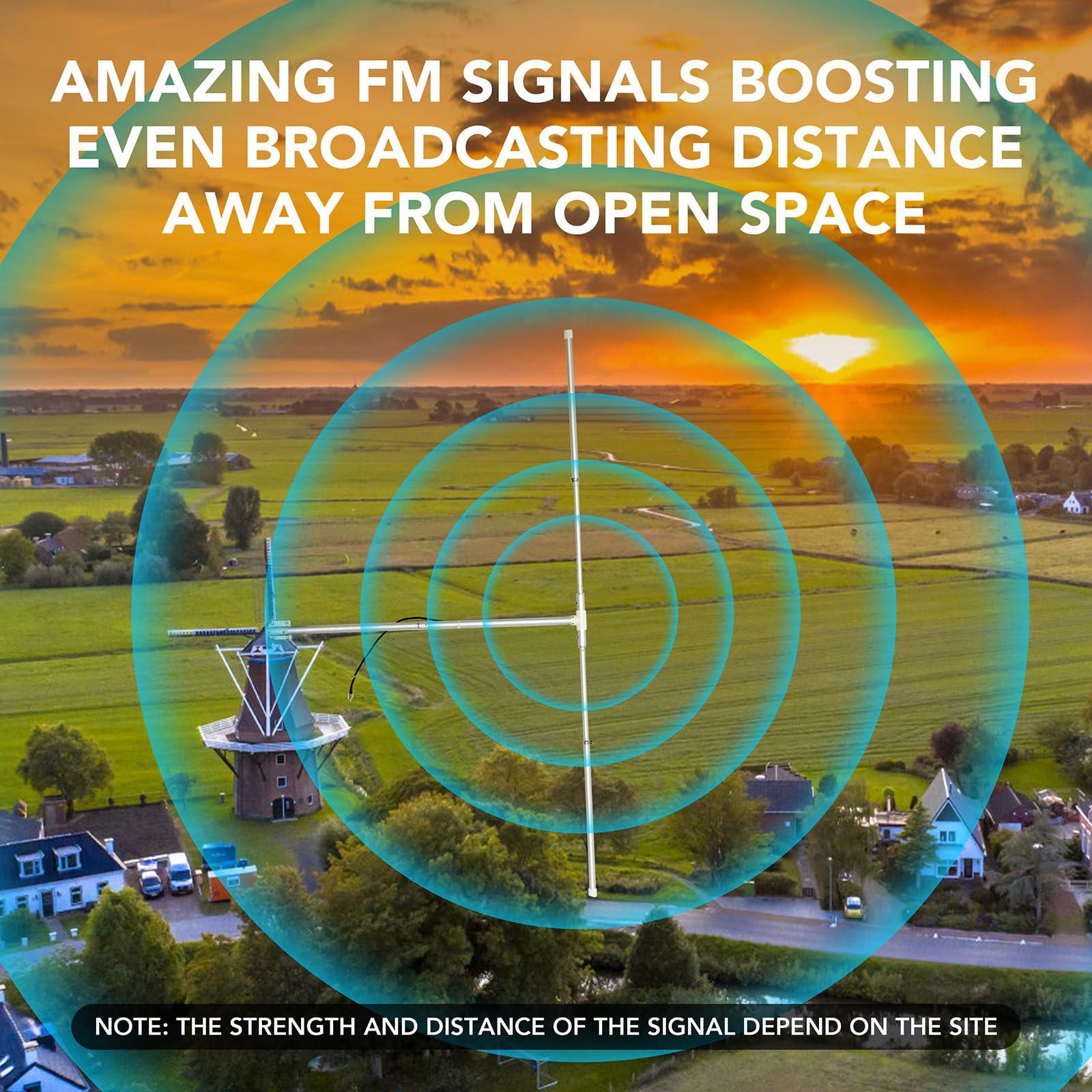 fmuser FMUSER DP100 150W FM Transmitter Antenna Outdoor - 1/2 Wave FM Dipole Antenna for 87-108MHz, Ideal for 0.5W-150W FM Broadcast Transmitter