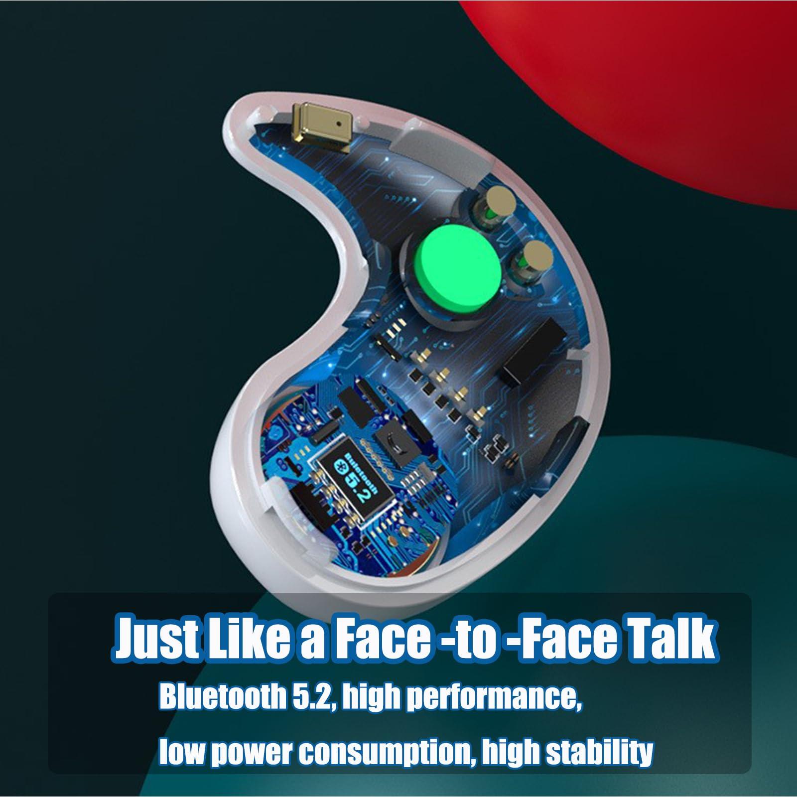 MOSSANTFUL Sleep Earbuds Headphones for Sleeping Suitable for Games Sports Work Bluetooth 5.2 with Charging Box,Sleeping Headphones for Side Sleepers,invisible earbuds,Discreet Bluetooth Earpiece for Work