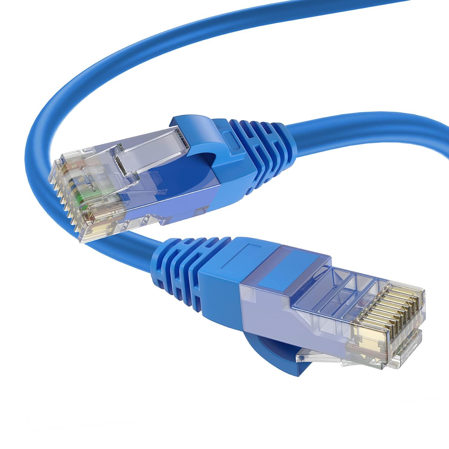 QualGear QualGear QG-CAT6R-CCA-100FT-BLU CAT 6 High Speed Internet and Ethernet Cable for Home and Office Use - 24 AWG, Up to 1 Gbps, 250MHz, Gold Plated Contacts, RJ45, CCA, Blue - 100ft