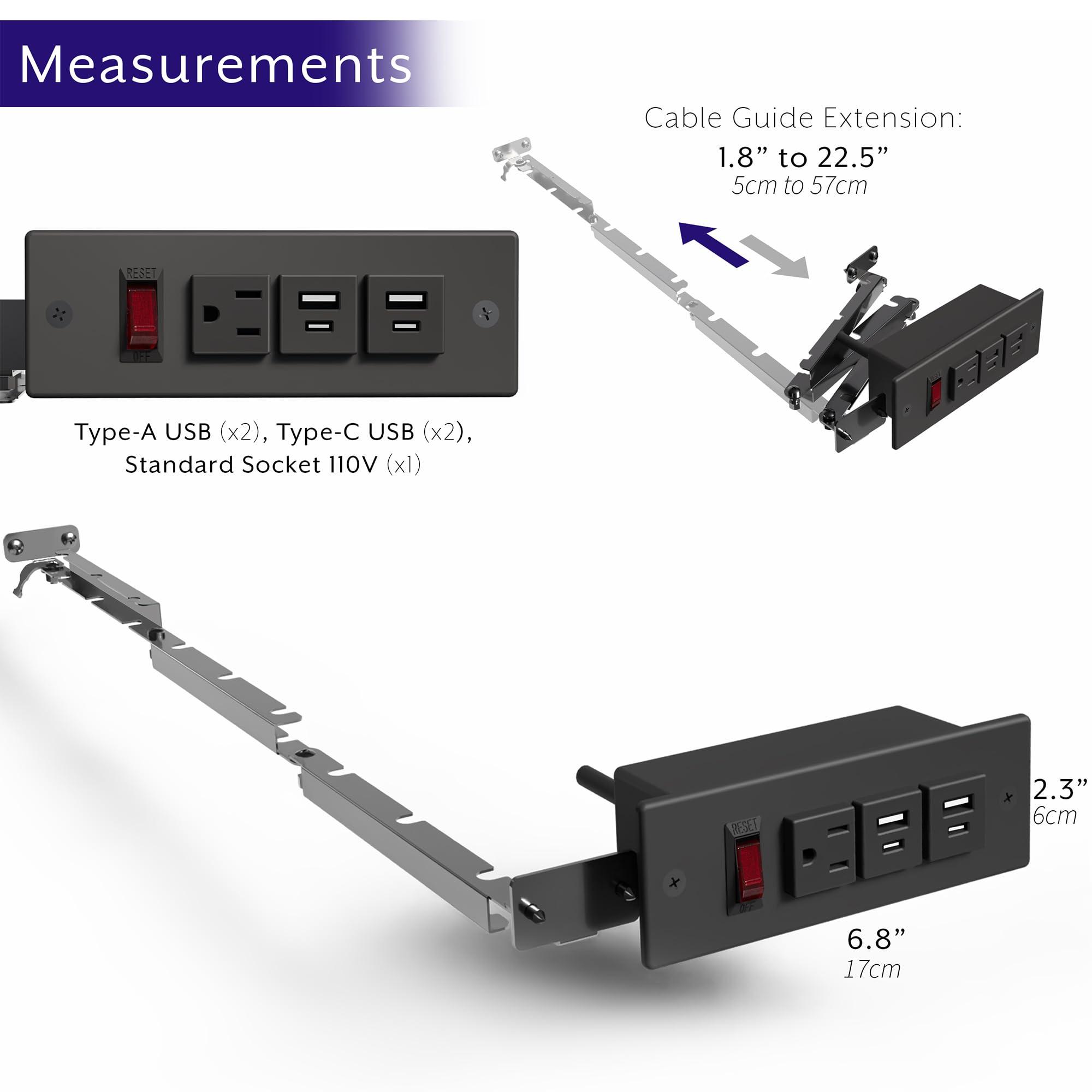 Life Finds Life Finds Compact in-Drawer Charging Station Power Strip with 2 USB-A, 2 USB-C, AC Outlet, Black, LF-DOC1