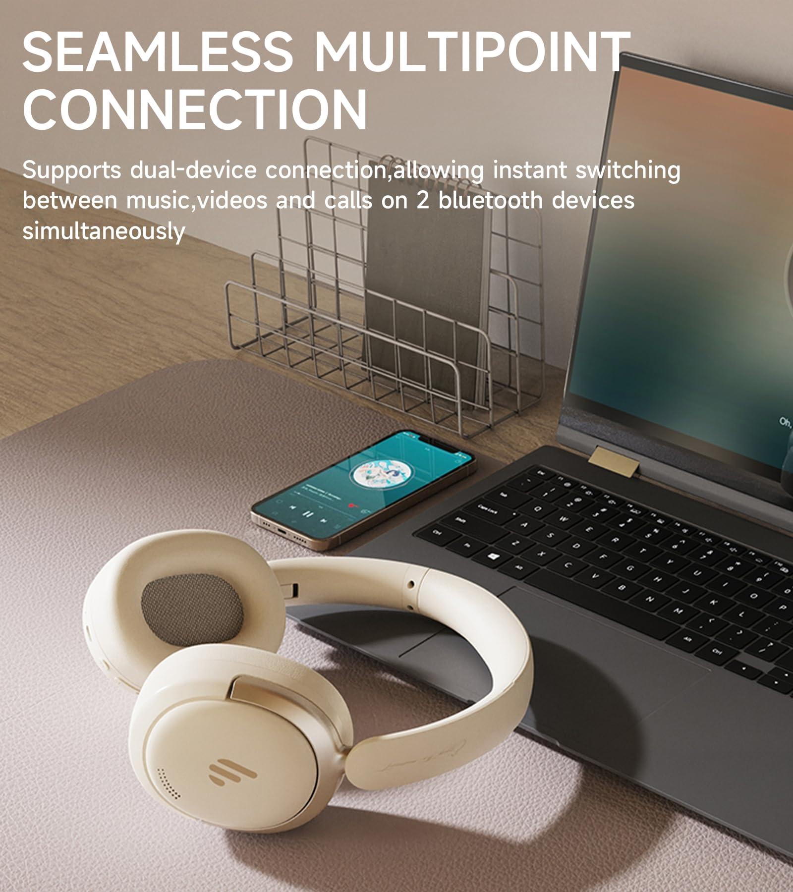 Edifier Edifier Atom Max Hybrid Active Noise Cancelling Headphones, Hi-Res Audio, AI Call Noise Cancellation, Foldable, 45H Playtime, Speed Charge, Wireless Over-Ear Headphones with Bluetooth 5.4, White