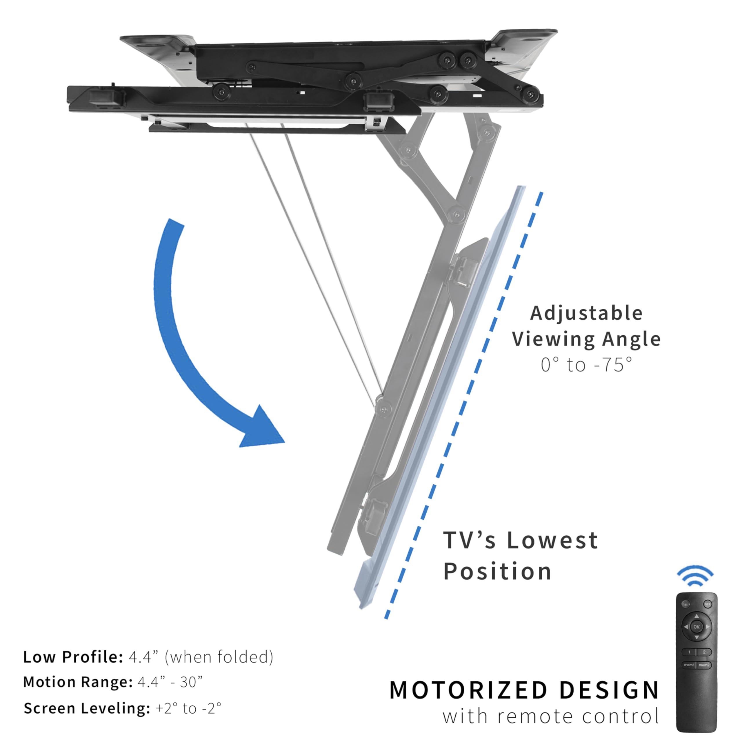 VIVO VIVO Electric TV Ceiling Mount for 40 to 85 inch Screens, Large Flip-Down Motorized Pitched Roof VESA Mount, Master Pack, Black, MOUNT-E-FD85